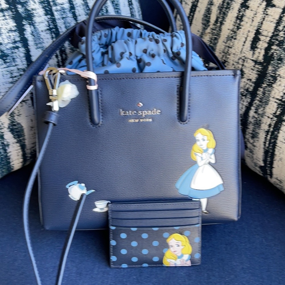disney x kate spade NY alice in wonderland shopper crossbody bag & card holder - Picture 13 of 16